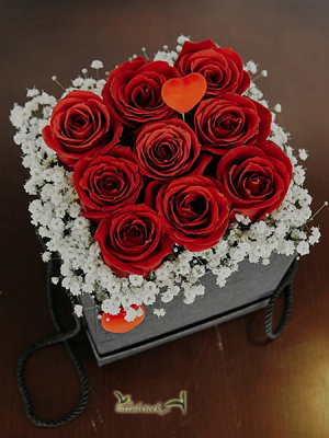 Kutuda 9 Kırmızı Gül